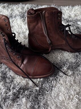 Johnston & Murphy Brown Leather Lace-Up Zip Boots